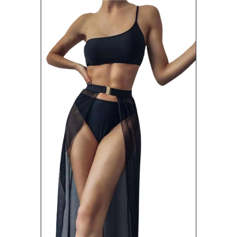 Women Sexy 3 Piece Bikini Set 2021 Female One Shoulder Tube Top Triangle Bottom Swimsuit with Slit Mesh Maxi Skirt Cover Up
Women Sexy 3 Piece Bikini Set 2021 Female One Shoulder Tube Top Triangle Bottom Swimsuit with Slit Mesh Maxi Skirt Cover Up
