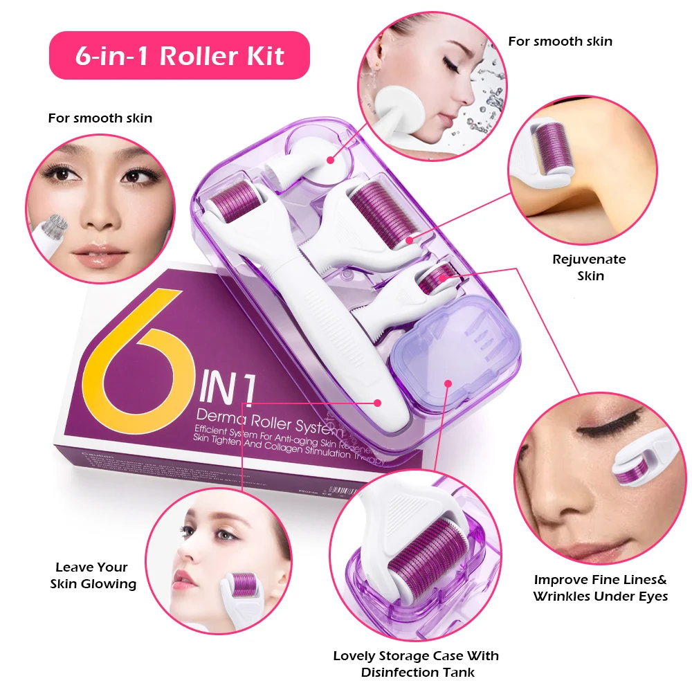 Derma Roller Micro Needle Roller Kit 4/5/6 In 1 Microneedling Roller for Eye Face Body Skin Beauty Derma Roller for Hair Growth
Derma Roller Micro Needle Roller Kit 4/5/6 In 1 Microneedling Roller for Eye Face Body Skin Beauty Derma Roller for Hair Growth