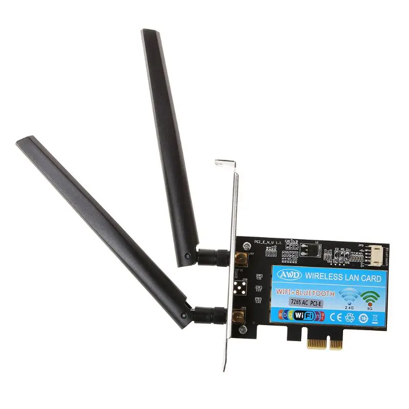 Dual Band 2.4+5G Bluetooth 4.2 Wifi Wireless Mini PCI-Express Network Card For Intel 7265 AC 7260HMW IT-7265HMW 8260 
Dual Band 2.4+5G Bluetooth 4.2 Wifi Wireless Mini PCI-Express Network Card For Intel 7265 AC 7260HMW IT-7265HMW 8260
