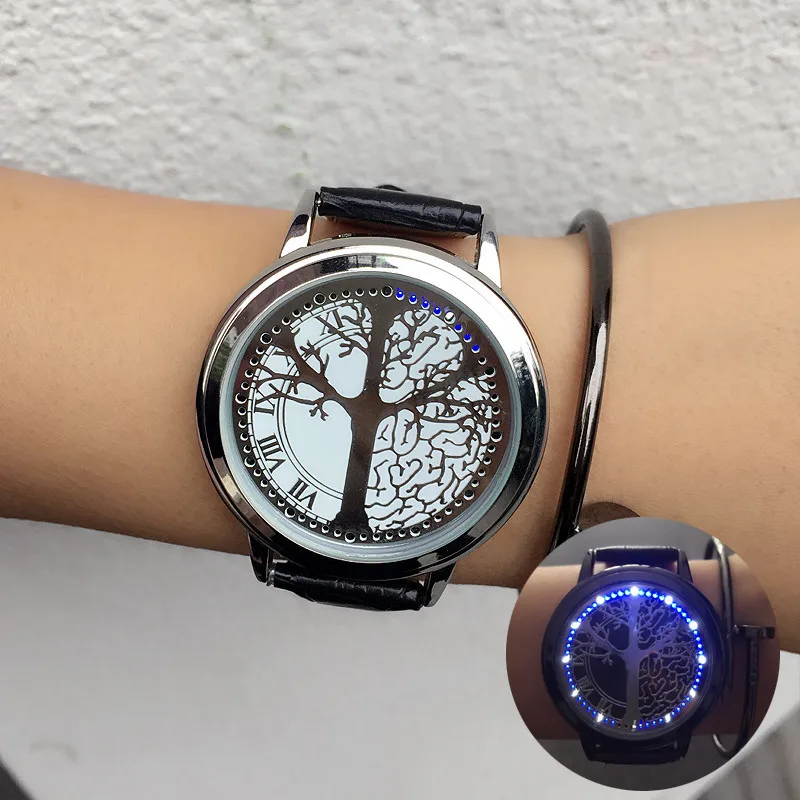 Модные мужские часы светодиодные с сенсорным экраном уникальный рисунок дерева