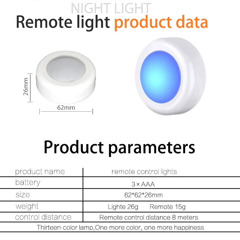 12 Colors Change Remote Control RGB Night Light 2 Control Methods LED Cabinet Light Festival Party Atmosphere Night Light
12 Colors Change Remote Control RGB Night Light 2 Control Methods LED Cabinet Light Festival Party Atmosphere Night Light