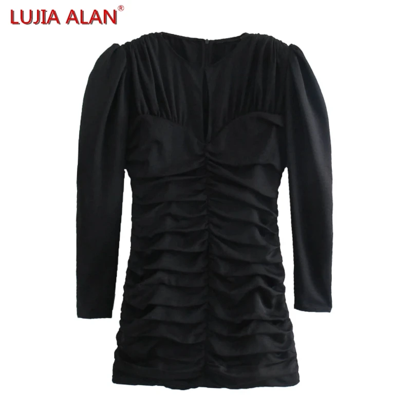 LUJIA ALAN Women Pleated Splicing Black Slim Mini Dress Summer Female Puff Sleeve Vestidos D9311
LUJIA ALAN Women Pleated Splicing Black Slim Mini Dress Summer Female Puff Sleeve Vestidos D9311
