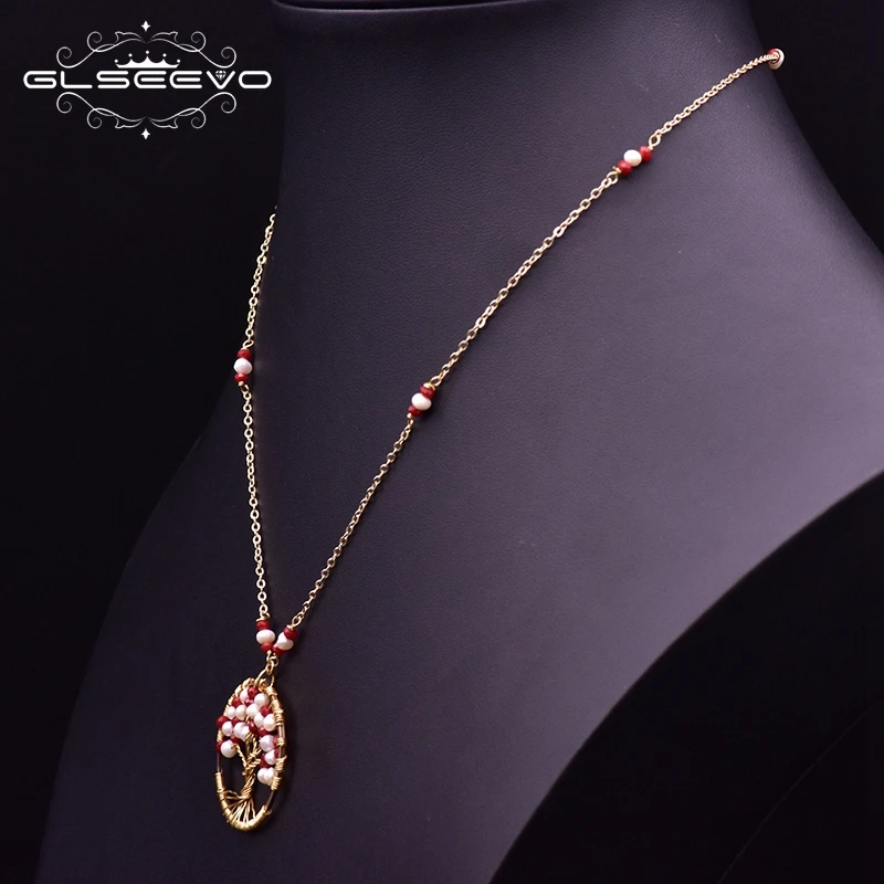 GLSEEVO Original Design Natural Pearl Red Glass Tree Pendant Boho Necklace Women Adjustable Jewelry Gifts For Best Friend GN0213
GLSEEVO Original Design Natural Pearl Red Glass Tree Pendant Boho Necklace Women Adjustable Jewelry Gifts For Best Friend GN0213