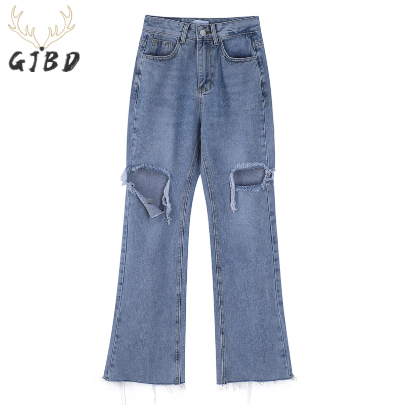 Женские джинсы с высокой талией уличная одежда модные прямые джинсовые брюки в