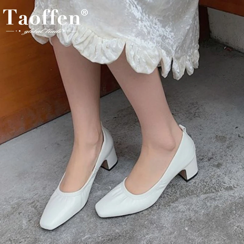 Taoffen 2022 Women Real Leather Pumps Shoes Thick High Heels Shallow Office Lady Ins Fashion Female Spring Footwear Size 34-39
Taoffen 2022 Women Real Leather Pumps Shoes Thick High Heels Shallow Office Lady Ins Fashion Female Spring Footwear Size 34-39