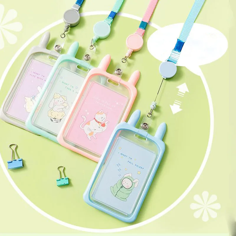 Student Bus Card Cover Case with Lanyard Adjustable Retractable Cartoon Rabbit Ear Work Credit Card Holder Holder Bags Wallet
Student Bus Card Cover Case with Lanyard Adjustable Retractable Cartoon Rabbit Ear Work Credit Card Holder Holder Bags Wallet