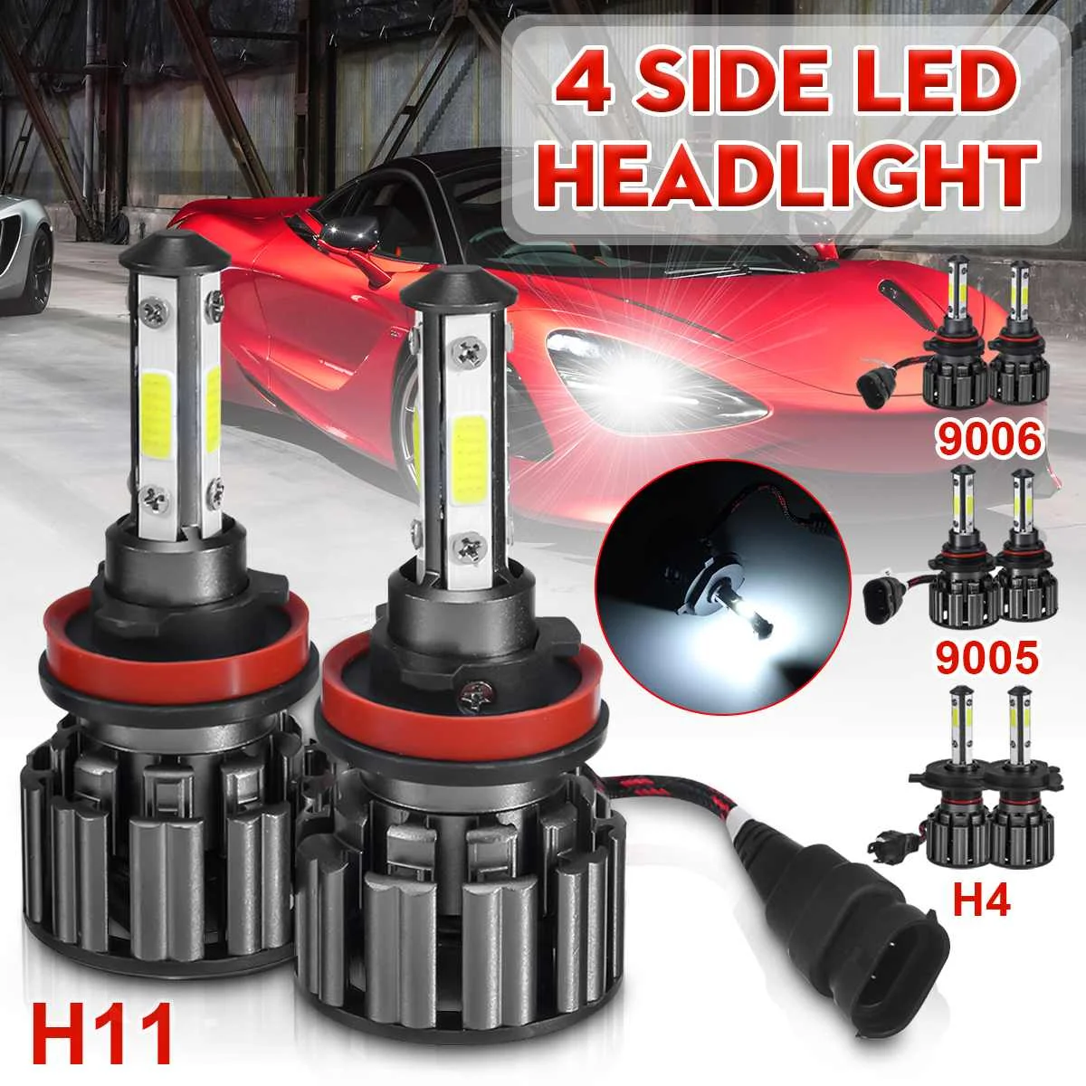 2PCS 4-Side 9-36V 40W H4/H7/9005/9006/H11 Car LED Headlights Bulbs Headlight Lamp 8000LM 6000K Waterproof IP68
2PCS 4-Side 9-36V 40W H4/H7/9005/9006/H11 Car LED Headlights Bulbs Headlight Lamp 8000LM 6000K Waterproof IP68