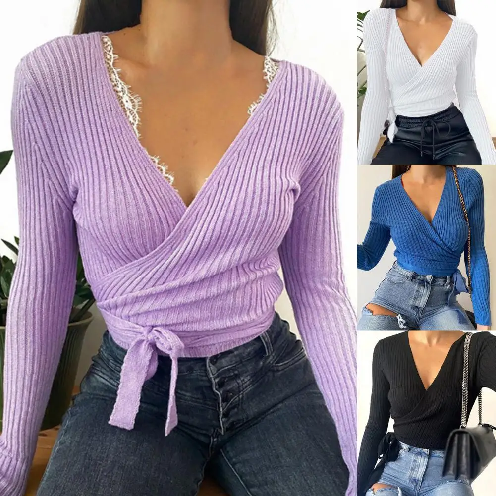 Lady Sexy Elegant Lace Up Wrap Knitted Tops Women Long Sleeve V Neck Slim-Fit Holiday Fashion Casual Sweaters Knitwear
Lady Sexy Elegant Lace Up Wrap Knitted Tops Women Long Sleeve V Neck Slim-Fit Holiday Fashion Casual Sweaters Knitwear