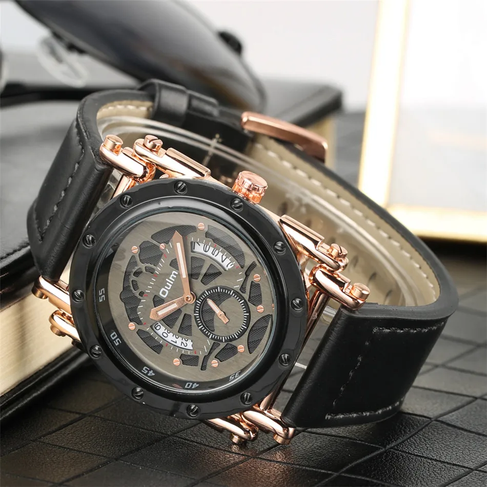 Oulm Brand Rose Gold Stainless Steel Men's Watches Black Genuine Leather Watchband Calendar Display Business Quartz Watch
Oulm Brand Rose Gold Stainless Steel Men's Watches Black Genuine Leather Watchband Calendar Display Business Quartz Watch
