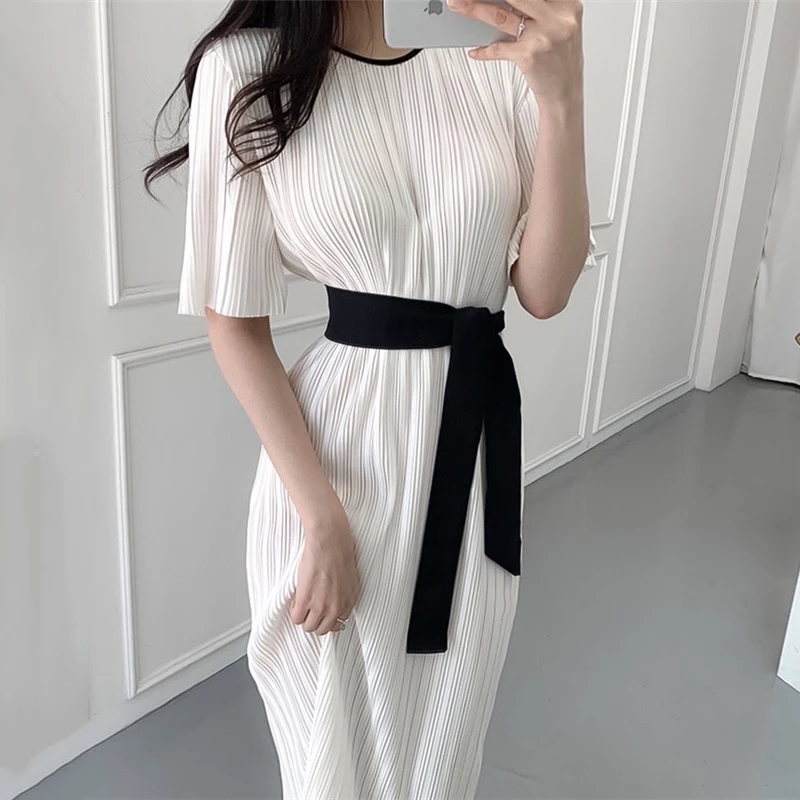 2020 Summer Clothes Women Dress O-Neck Short Sleeve Elegant Solid Color Female Slim Waist Lace Up Elegant Vestidos L437
2020 Summer Clothes Women Dress O-Neck Short Sleeve Elegant Solid Color Female Slim Waist Lace Up Elegant Vestidos L437