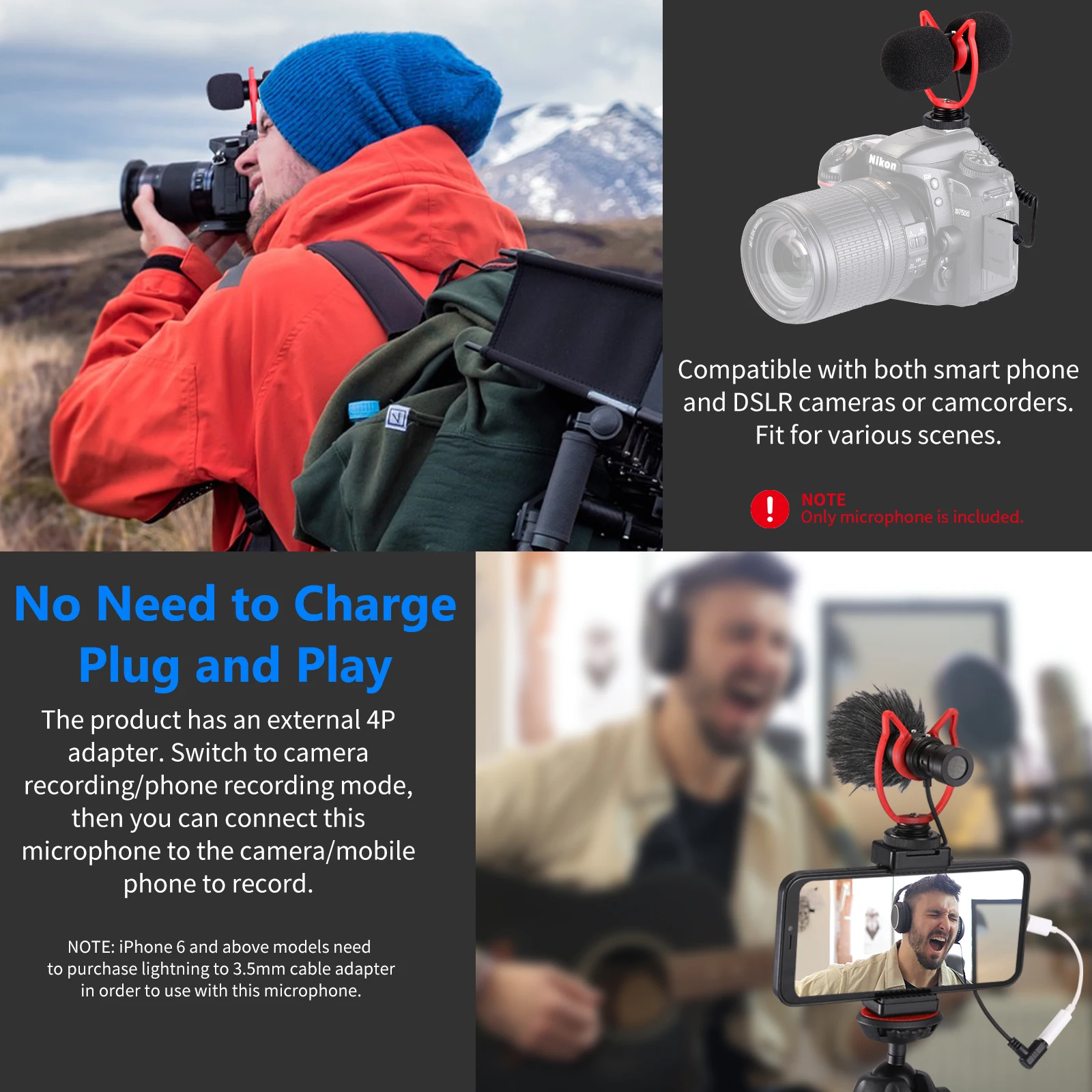Neewer Universal Video Microphone, External Dual-head Camera Microphone Vlog Mic For iPhone Android Smartphones DSLRs Cameras
Neewer Universal Video Microphone, External Dual-head Camera Microphone Vlog Mic For iPhone Android Smartphones DSLRs Cameras