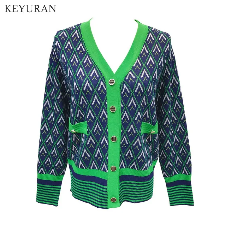 2021 Autumn Winter Sweater Cardigans Women Single Breasted Long Sleeve Vintage Argyle Casual Loose Green Knitted Outwear Tops
2021 Autumn Winter Sweater Cardigans Women Single Breasted Long Sleeve Vintage Argyle Casual Loose Green Knitted Outwear Tops