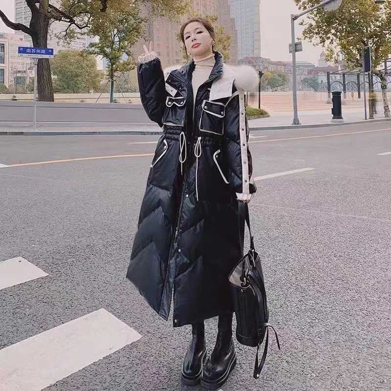 Women's Winter Jacket Black Hooded Fur Collar Fashion Color Contrast White Duck Down Coat Female Design Cotton 2021 Clothing
Women's Winter Jacket Black Hooded Fur Collar Fashion Color Contrast White Duck Down Coat Female Design Cotton 2021 Clothing