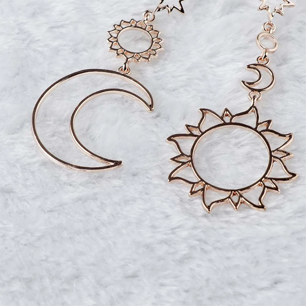 Fashion Retro Dangle Long Earrings Hollow Out Star Moon Sun Asymmetry Geometric Drop Charm Jewelry | Украшения и аксессуары
