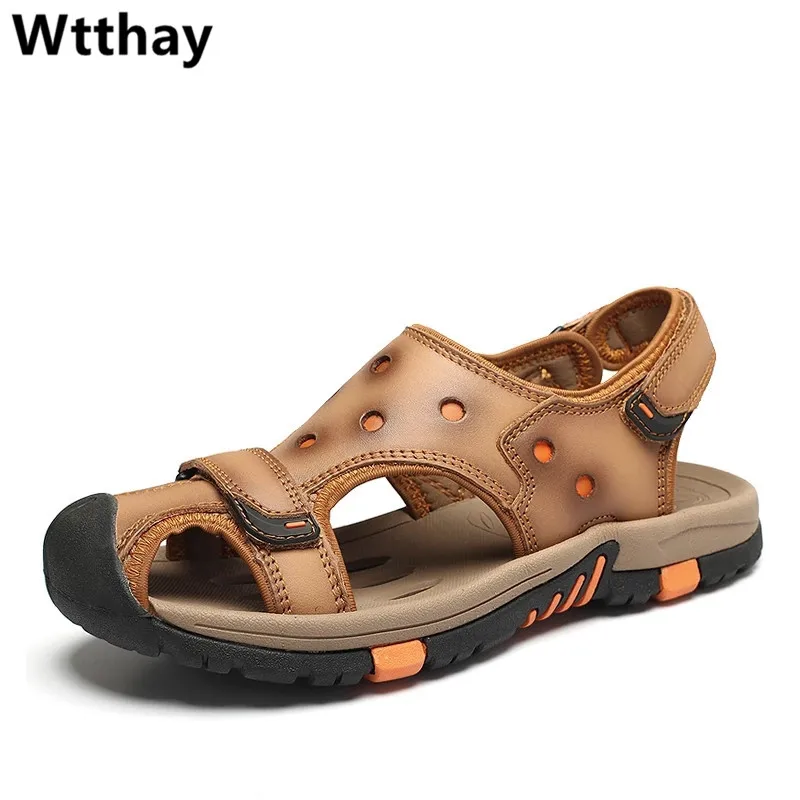 New Fashion Summer Beach Breathable Men Sandals Genuine Leather Men's Sandal Brand Men Summer Shoes Breathable Slippers Wtthay 
New Fashion Summer Beach Breathable Men Sandals Genuine Leather Men's Sandal Brand Men Summer Shoes Breathable Slippers Wtthay
