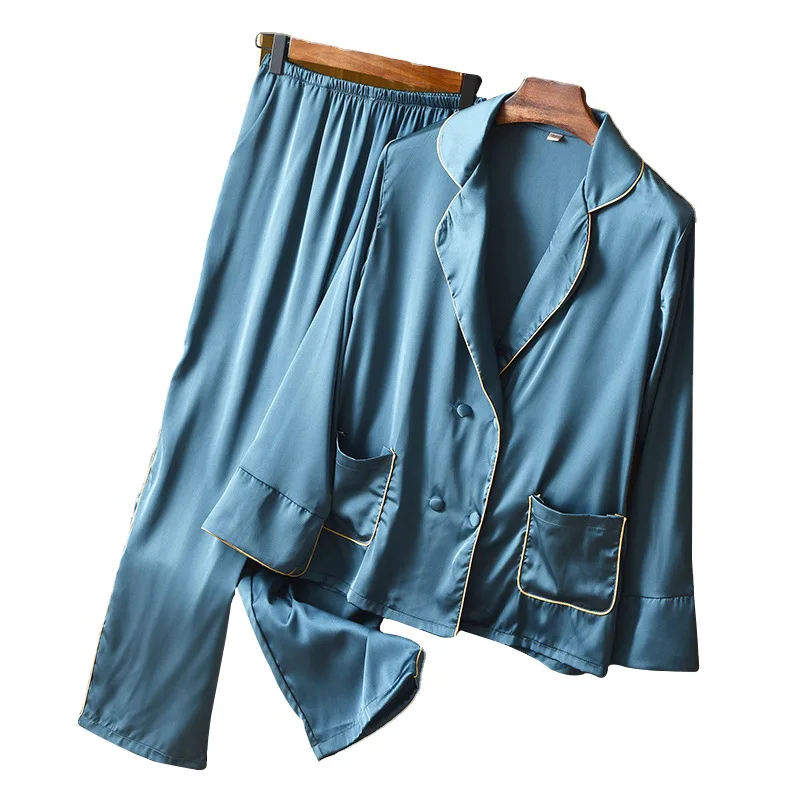 Blue 2PCS Pajamas Suit Nightwear Sexy Satin Home Clothing Women Solid Pyjamas Casual Spring Autumn New Sleep Set Sleepwear
Blue 2PCS Pajamas Suit Nightwear Sexy Satin Home Clothing Women Solid Pyjamas Casual Spring Autumn New Sleep Set Sleepwear