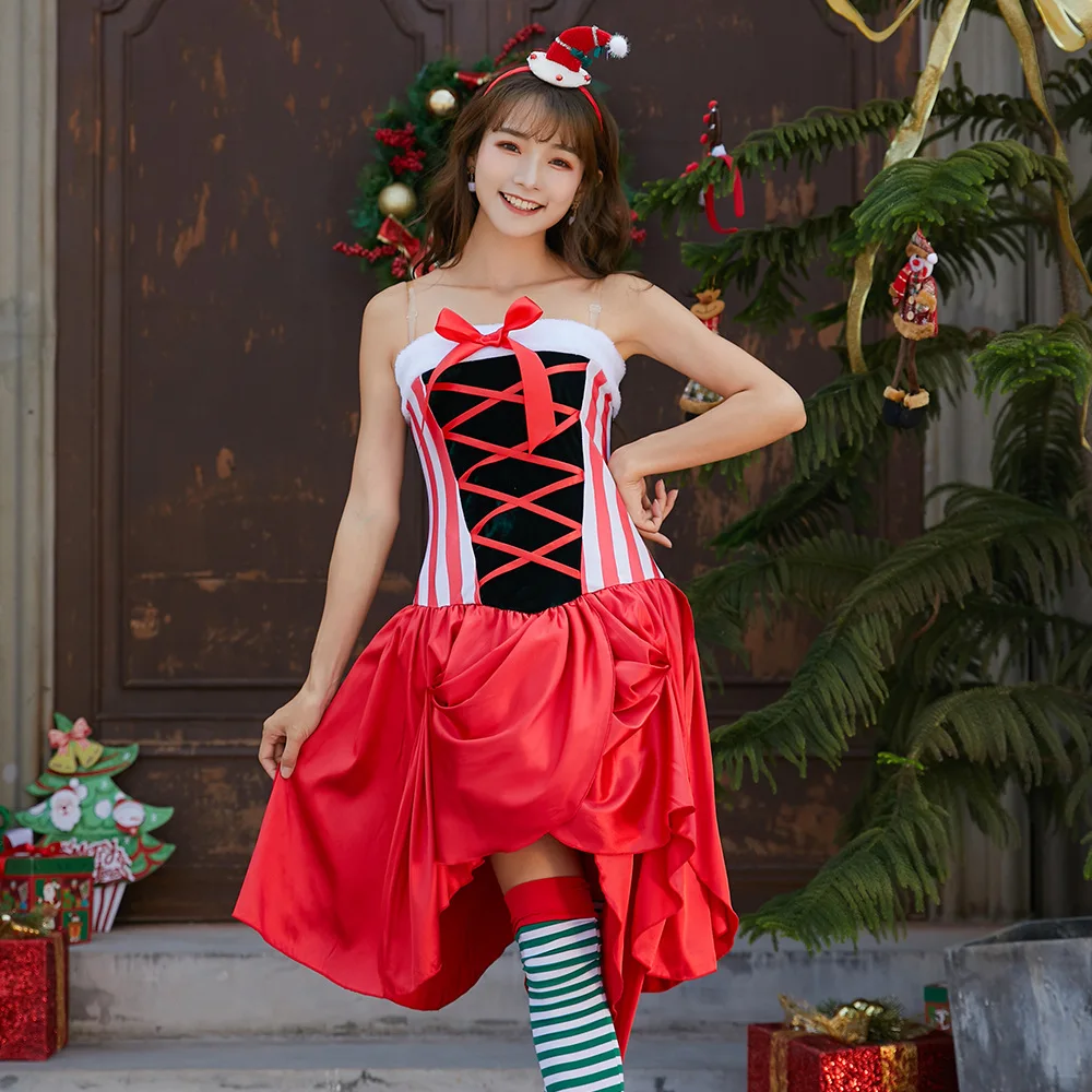 

Новогодний Рождественский костюм, платье-футляр, рождественское платье, костюм для косплея для вечеринки, костюмы для взрослых в европейск...