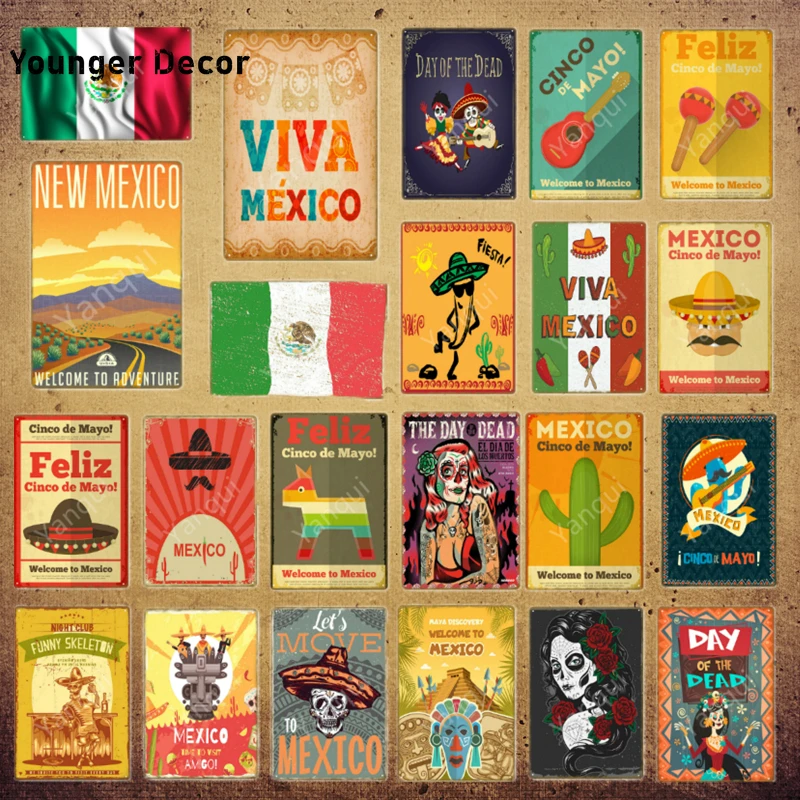 Mexican Travel Poster Mexico Flag Metal Tin Signs Feliz Cinco De Mayo Maya Viva Wall Sticker Bar Pub Club Home Decor YI-173
Mexican Travel Poster Mexico Flag Metal Tin Signs Feliz Cinco De Mayo Maya Viva Wall Sticker Bar Pub Club Home Decor YI-173