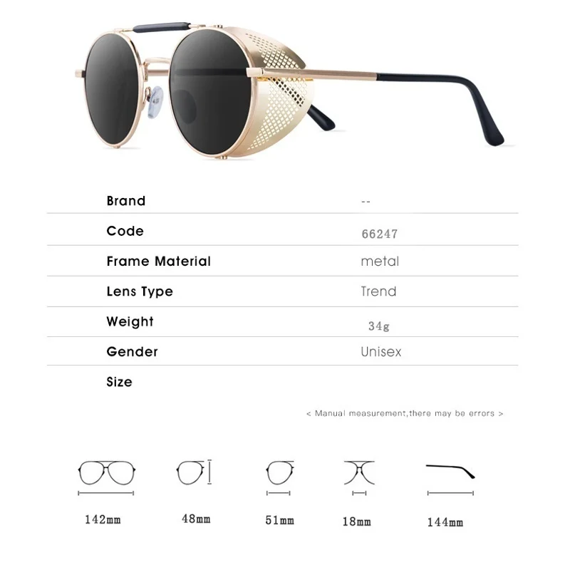 2020 Women Men Retro Steampunk Sun Glasses Gothic Brand Designer Vintage Round Punk Sunglasses Women Oculos Round Eyeglases
2020 Women Men Retro Steampunk Sun Glasses Gothic Brand Designer Vintage Round Punk Sunglasses Women Oculos Round Eyeglases