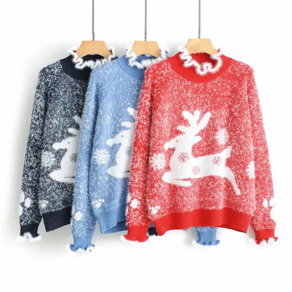 Gentillove Women Winter Turtleneck Sweater Snow Deer Female Pullover Christmas New Year Loose Knitted Sweater Sweatshirts Tops
Gentillove Women Winter Turtleneck Sweater Snow Deer Female Pullover Christmas New Year Loose Knitted Sweater Sweatshirts Tops