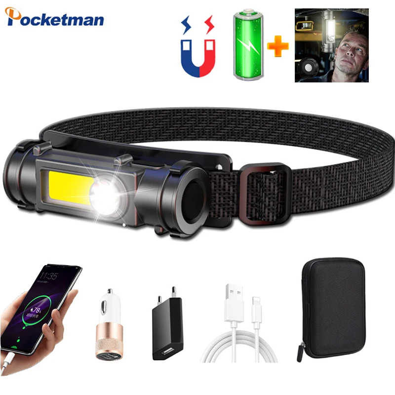 New Portable Mini Powerful LED Headlamp XPE+COB USB Rechargeable Headlight Built-in Battery Waterproof Head Torch Head Lamp
New Portable Mini Powerful LED Headlamp XPE+COB USB Rechargeable Headlight Built-in Battery Waterproof Head Torch Head Lamp