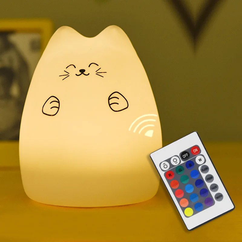 Silicone Cat RGB LED Night Light Touch Sensor Remote Control Dimmable Rechargeable Bedroom Bedside Lamp for Children Baby Gift
Silicone Cat RGB LED Night Light Touch Sensor Remote Control Dimmable Rechargeable Bedroom Bedside Lamp for Children Baby Gift