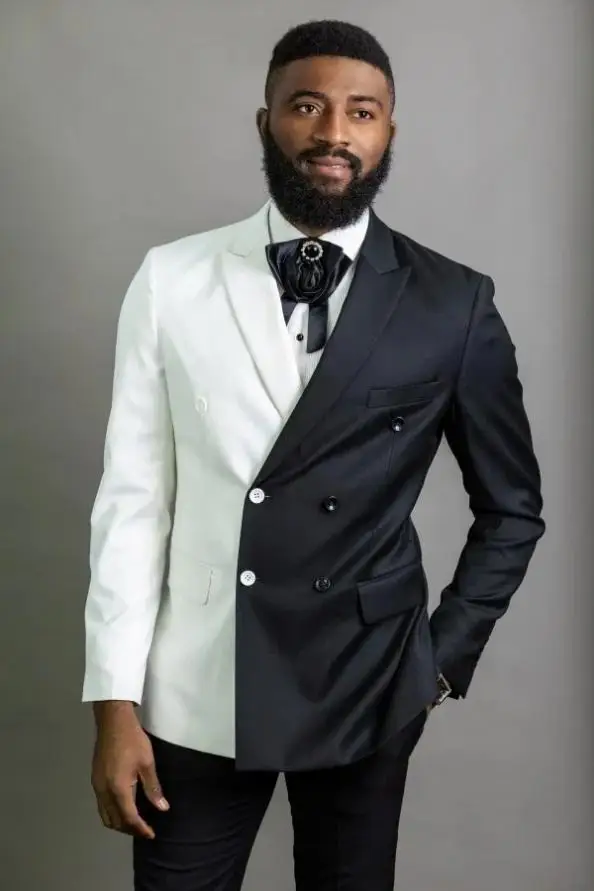 2021 Costume Homme Double Breasted Men Suits White and Black Groom Tuxedos Peak Lapel Groomsmen Wedding Best Man Jacket+Pant
2021 Costume Homme Double Breasted Men Suits White and Black Groom Tuxedos Peak Lapel Groomsmen Wedding Best Man Jacket+Pant