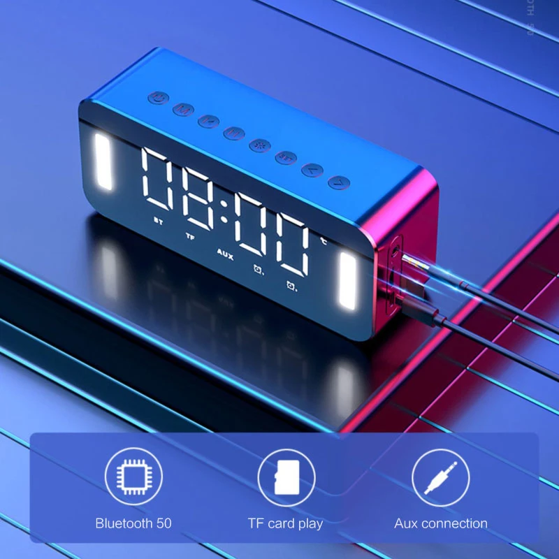 

2021 New Mc-h8 Bluetooth Speaker Mirror Wireless Home Subwoofer Mobile Phone Clock Audio Alarm Clock Radio Speaker