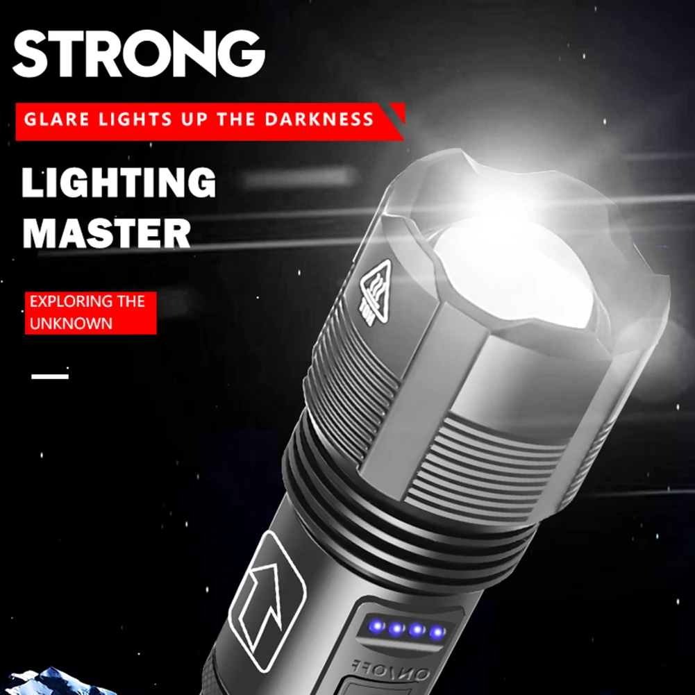 Rechargeable LED Flashlight USB Torch Light XHP50 Most Powerful Tactical Flashlight 18650 Bright Waterproof Zoom Hand Lamp
Rechargeable LED Flashlight USB Torch Light XHP50 Most Powerful Tactical Flashlight 18650 Bright Waterproof Zoom Hand Lamp