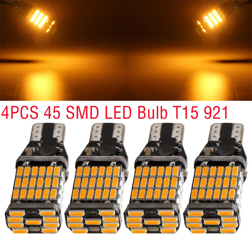 4PCS 45 SMD LED Bulb Car Reversing Light T15 921 Reversing Light Yellow 4014SMD 1200lm For Most Car Model With T10/T15 Socket
4PCS 45 SMD LED Bulb Car Reversing Light T15 921 Reversing Light Yellow 4014SMD 1200lm For Most Car Model With T10/T15 Socket