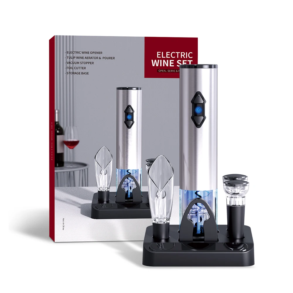 Electric Bottle Opener Set Automatic Red Wine Corkscrew with Vacuum Stopper/Aerator Pourer/Foil Cutter Gift Box Bar Accessories
Electric Bottle Opener Set Automatic Red Wine Corkscrew with Vacuum Stopper/Aerator Pourer/Foil Cutter Gift Box Bar Accessories
