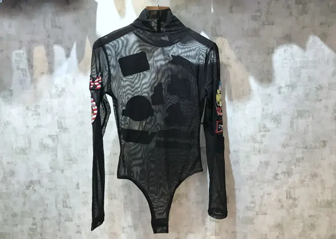 Hot Instagram Britain Hipster Sexy Perspective Mesh Patches Black Bodycon Bodysuit Night Club Dance Outfits Badge Rompers
Hot Instagram Britain Hipster Sexy Perspective Mesh Patches Black Bodycon Bodysuit Night Club Dance Outfits Badge Rompers