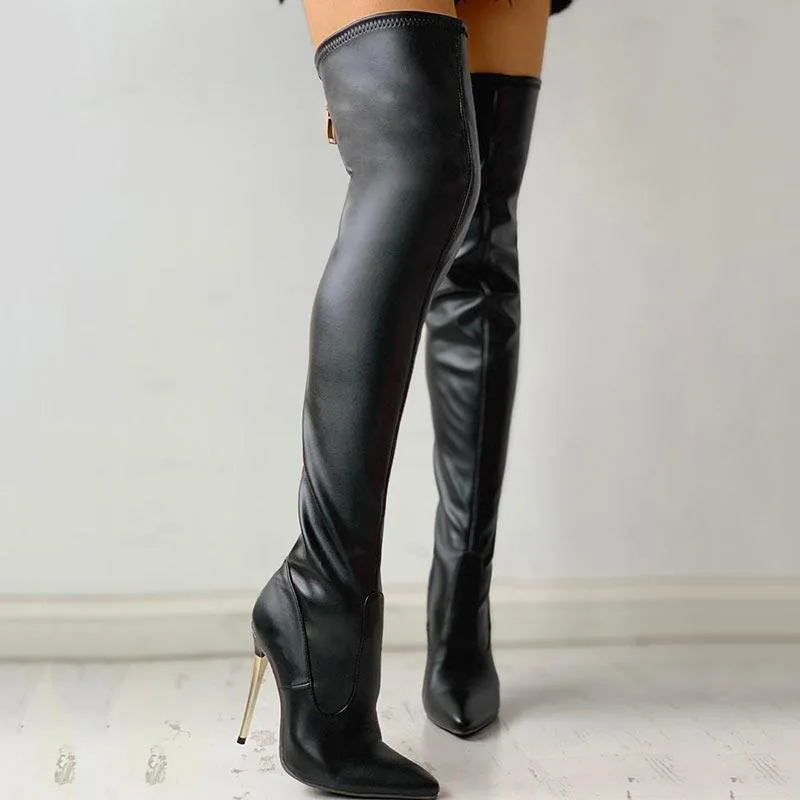 Womens Thigh High Over Knee Boots Stretch Pointed Toe High Heels Zip Shoes Clubs Plus Size Black New 2022 SONDR 
Womens Thigh High Over Knee Boots Stretch Pointed Toe High Heels Zip Shoes Clubs Plus Size Black New 2022 SONDR