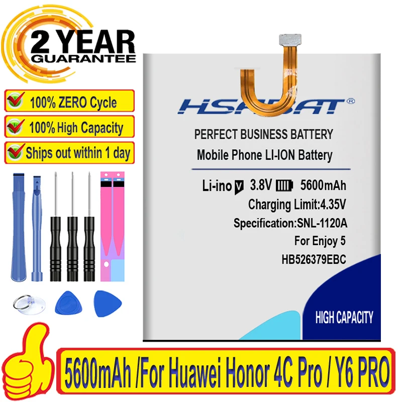 Аккумулятор HSABAT HB526379EBC 5600 мАч для Huawei Honor 4C Pro / Y6 PRO Enjoy 5 TIT AL00 CL10|Аккумуляторы
