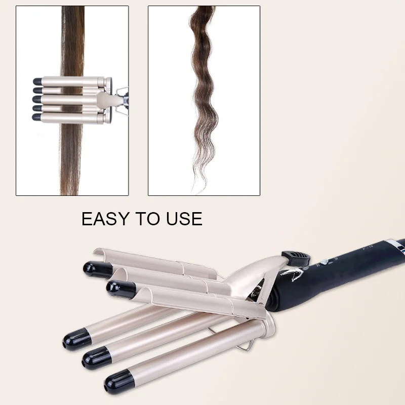 Hair Crimper Curling Iron Ceramic Crimpers Wavers Curler Wand Fast Heating five 5 Barrels Hair Waver Tools for All Types of Hair
Hair Crimper Curling Iron Ceramic Crimpers Wavers Curler Wand Fast Heating five 5 Barrels Hair Waver Tools for All Types of Hair
