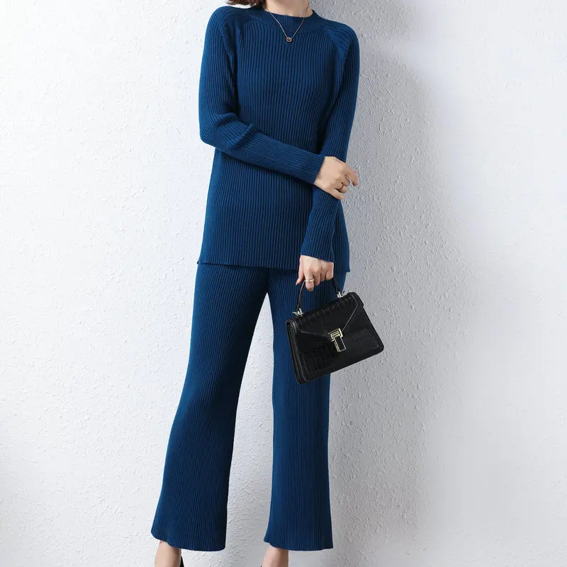 Autumn Winter Women Eleagnt Sweater And Pant Two Pieces Suit Set Gray Blue Black Wool Knitted Twinset Soft Elegant Clothes Lady
Autumn Winter Women Eleagnt Sweater And Pant Two Pieces Suit Set Gray Blue Black Wool Knitted Twinset Soft Elegant Clothes Lady