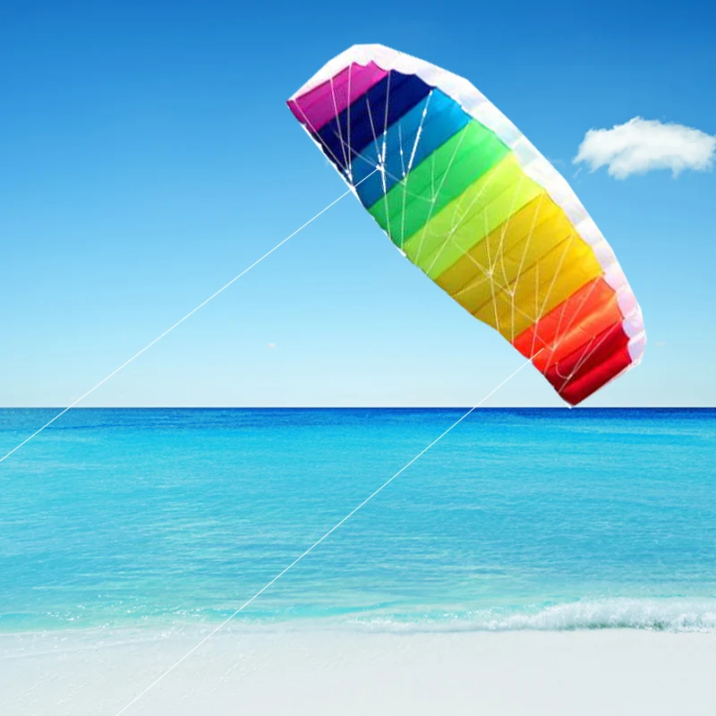 

1.4m / 1.2m Double Line Soft Kite Rainbow Kite Sports Beach Stunt Kite with Handle Tear-proof Outdoor Kite Surfing Parachute
