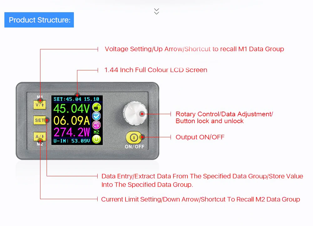 CNC DC Adjustable Power Supply Step-down Module Integrated Voltage Ammeter 50V 20A DPS5020
CNC DC Adjustable Power Supply Step-down Module Integrated Voltage Ammeter 50V 20A DPS5020