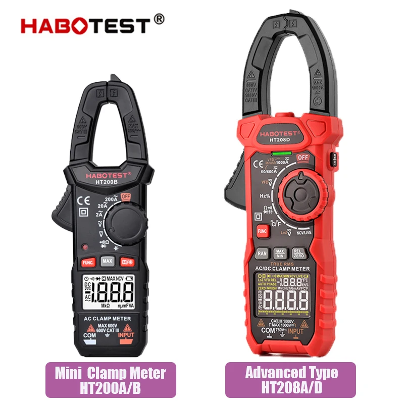 Mini DC Current Clamps T-RMS Digital Clamp Meter Auto Range AC Pinza Amperometrica Ohm Diode Capacitor Tester HT200 Clipon Meter
Mini DC Current Clamps T-RMS Digital Clamp Meter Auto Range AC Pinza Amperometrica Ohm Diode Capacitor Tester HT200 Clipon Meter