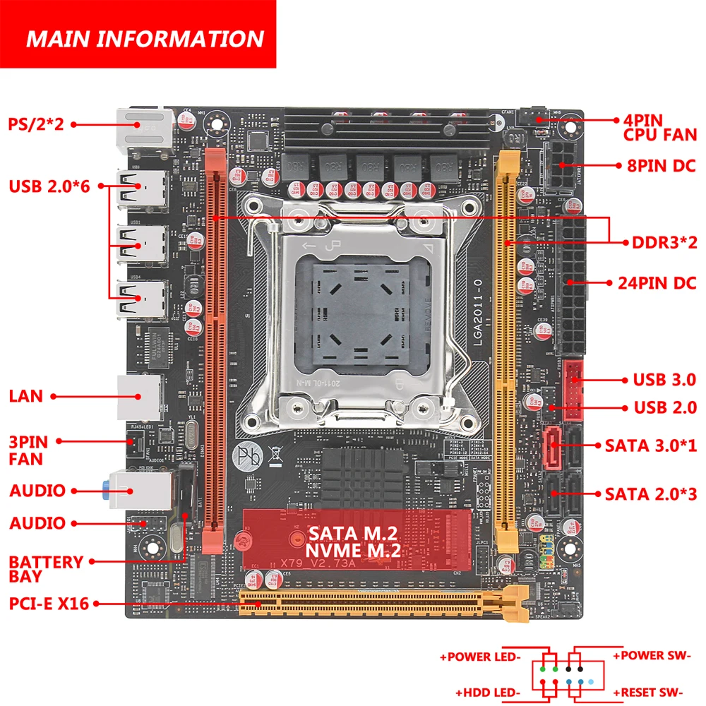 Материнская плата machinist X79 mATX + процессор Intel xeon E5 2011 V2 Оперативная память 2*4 Гб DDR3 |