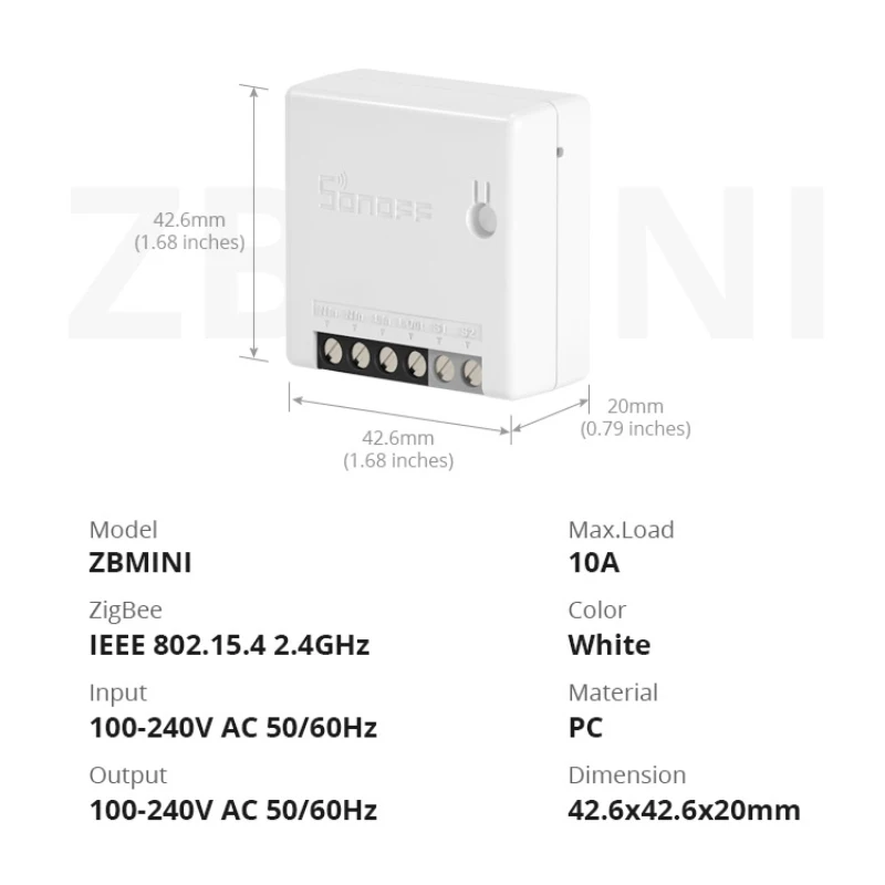 

SONOFF ZB MINI Zigbee 3.0 Two-Way Smart Switch APP Remote Control Works With EWeLink SmartThings Alexa Google Home SONOFF Bridge