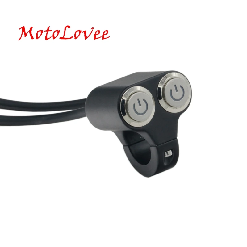 

MotoLovee 22mm Motorcycle Switches Headlight Hazard Brake Fog Light Start Kill ON-OFF Control Double Switch With Indicator Light