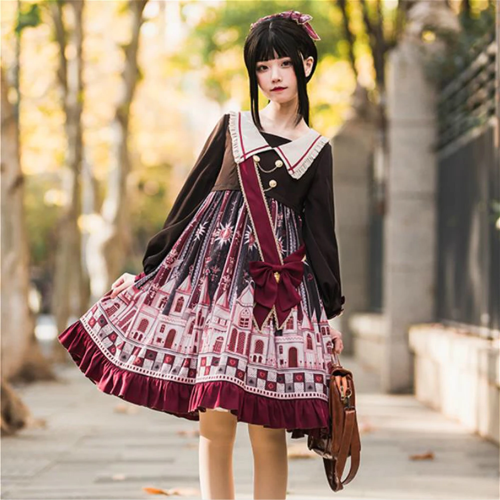 Anime cosplay Preppy Style Lolita Dress Turn-down Collar Puff Sleeve Kawaii High Waist Goth Lolita Op Printing Victorian Dress
Anime cosplay Preppy Style Lolita Dress Turn-down Collar Puff Sleeve Kawaii High Waist Goth Lolita Op Printing Victorian Dress