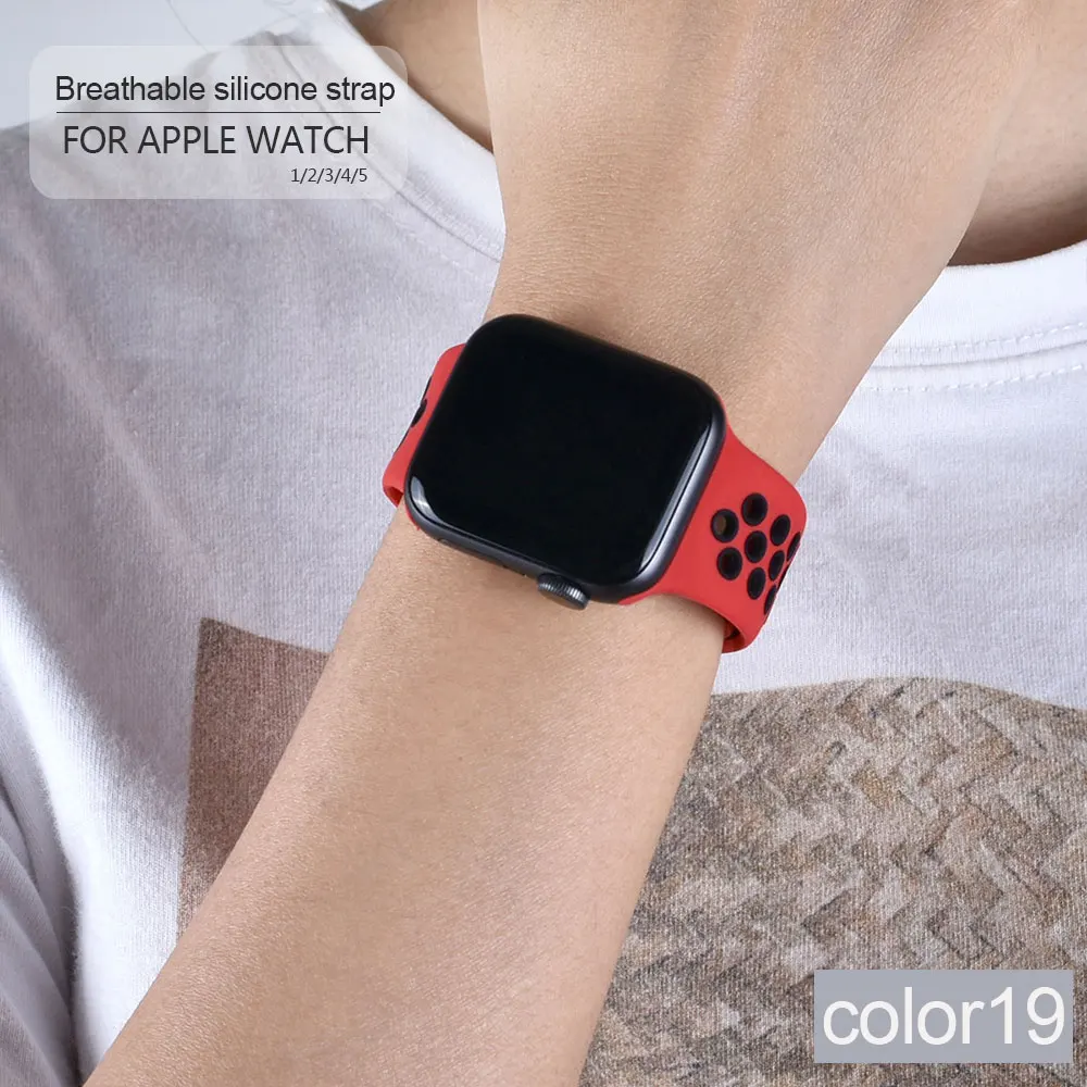 Ремешок для Apple Watch Series 1 2 3 42 38 мм резиновый iWatch 4 5 6 SE 7 41 45 40 44 мягкая силиконовая