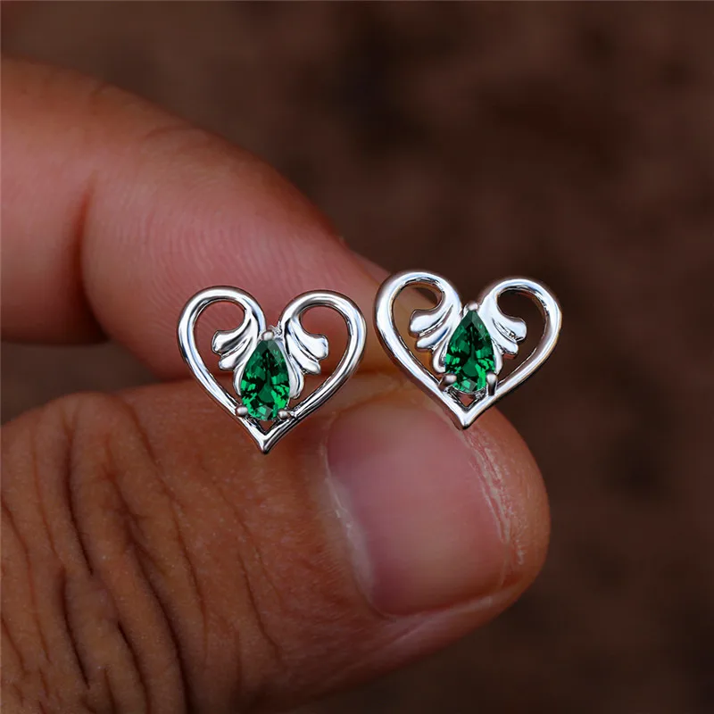 Милые женские маленькие серьги с радужными кристаллами, фиолетовые, красные, синие, зеленые, женские свадебные серьги с сердечками 
Милые женские маленькие серьги с радужными кристаллами, фиолетовые, красные, синие, зеленые, женские свадебные серьги с сердечками