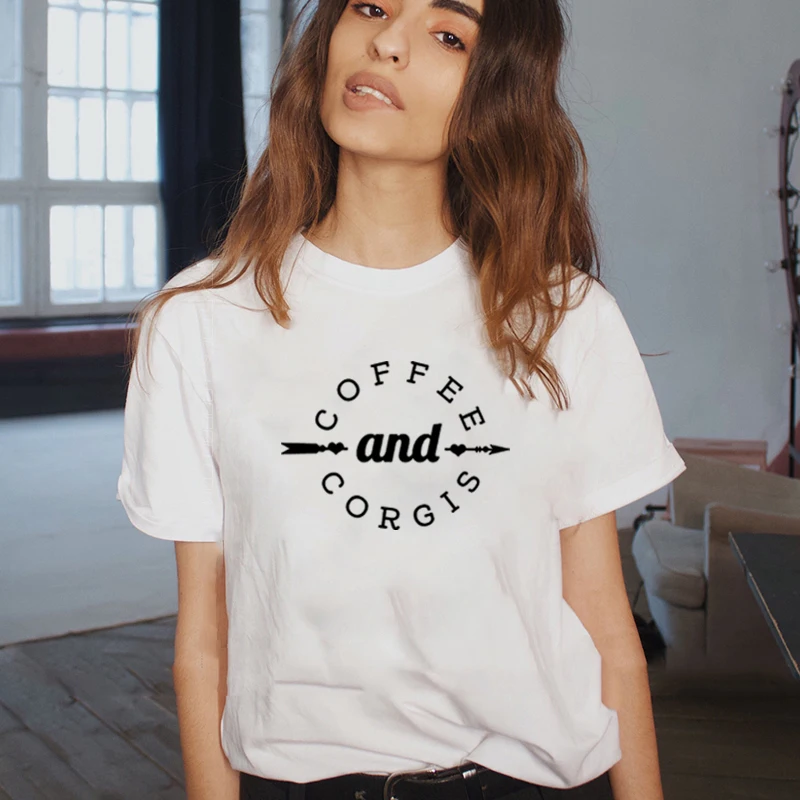 Coffee and Corgis Printed Tee Shirt Femme Summer Short Sleeve O-neck T Shirts for Women Cotton Loose Black White T Shirt Women
Coffee and Corgis Printed Tee Shirt Femme Summer Short Sleeve O-neck T Shirts for Women Cotton Loose Black White T Shirt Women
