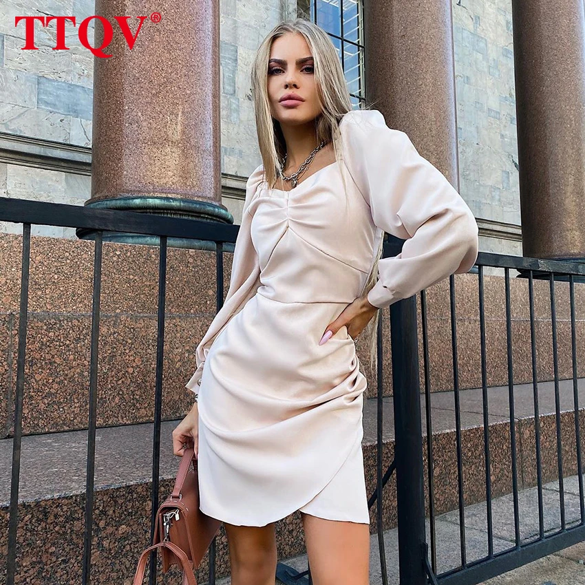 TTQV Women Sexy Square Collar Bodycon Dress Elegant Long Sleeve Party Mini Dress Ladies Vintage Ruched Apricot Female Dress 2022
TTQV Women Sexy Square Collar Bodycon Dress Elegant Long Sleeve Party Mini Dress Ladies Vintage Ruched Apricot Female Dress 2022