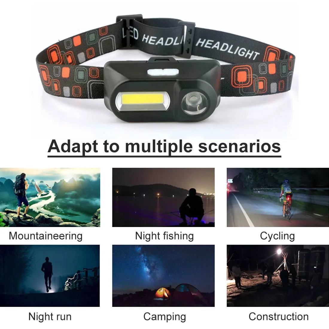 Portable LED+COB Headlight Headlight IR Induction 18650 Light USB Rechargeable Waterproof Camping Torch Powerful Head Lamp 
Portable LED+COB Headlight Headlight IR Induction 18650 Light USB Rechargeable Waterproof Camping Torch Powerful Head Lamp