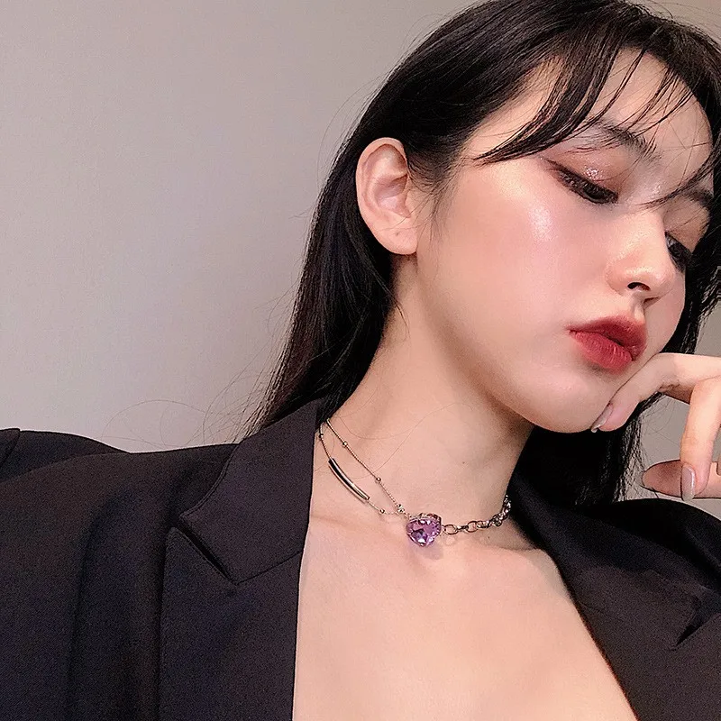 Crystal Purple Heart Layered Choker Necklaces For Women Teens Girls Korean Link Beads Chain Necklace Fashion Jewelry
Crystal Purple Heart Layered Choker Necklaces For Women Teens Girls Korean Link Beads Chain Necklace Fashion Jewelry