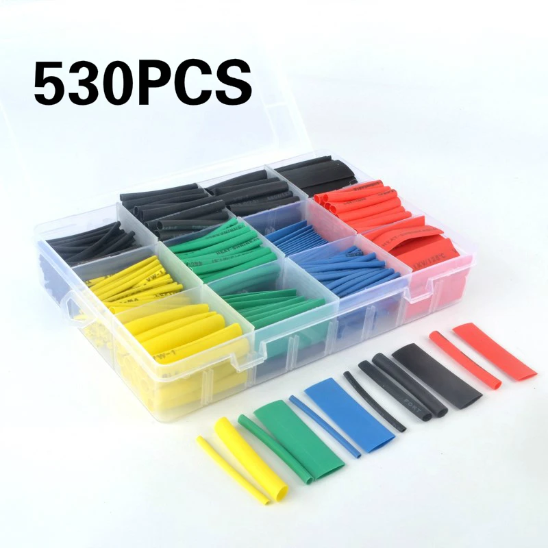 530Pcs Heat Shrink Tubing Insulation Tube Assortment Electronic Polyolefin Ratio 2:1 Wrap Wire Cable Sleeve Tubes Kit
530Pcs Heat Shrink Tubing Insulation Tube Assortment Electronic Polyolefin Ratio 2:1 Wrap Wire Cable Sleeve Tubes Kit